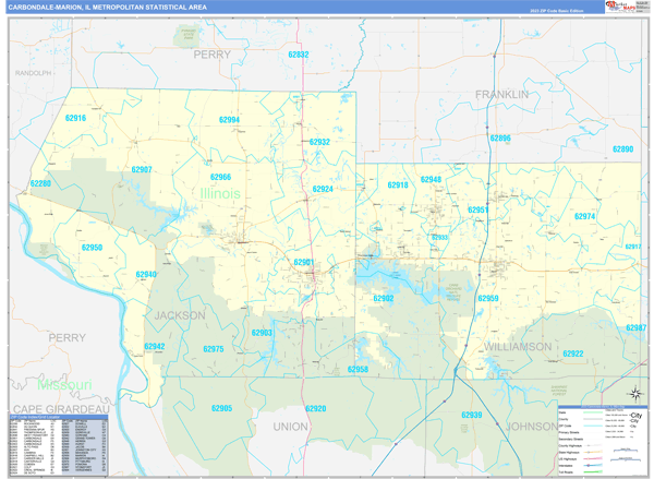 Carbondale-Marion Metro Area Digital Map Basic Style